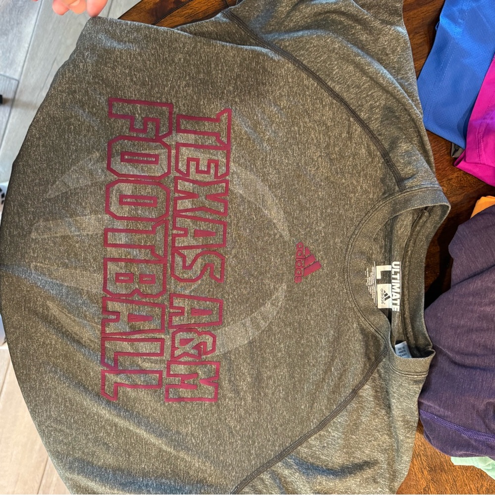 Adidas Gray Ultimate Tee with Purple Logo